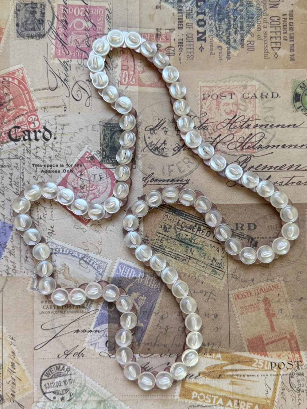 VINTAGE HANDMADE MOP Reversible Button Necklace